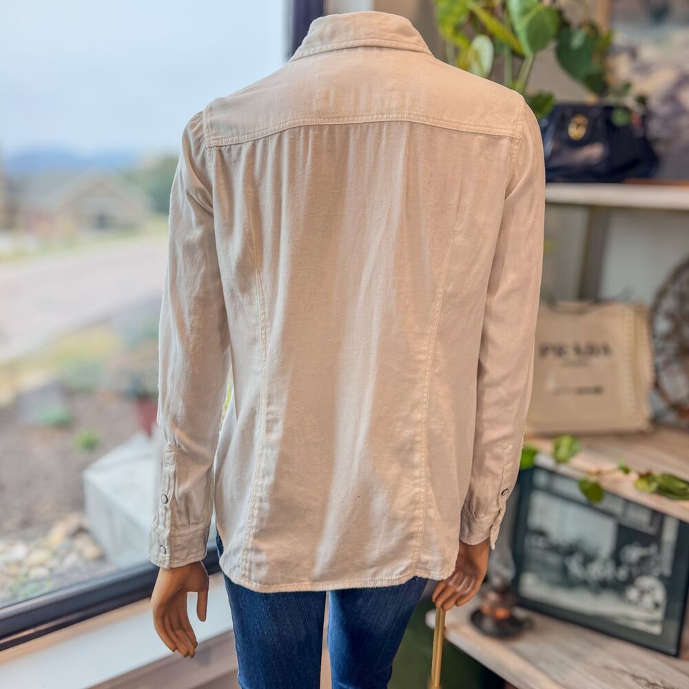 Barn Fly Trading, 100% Cotton White Western Snap Button Shirt, Women's Medium - Picture 6 of 11